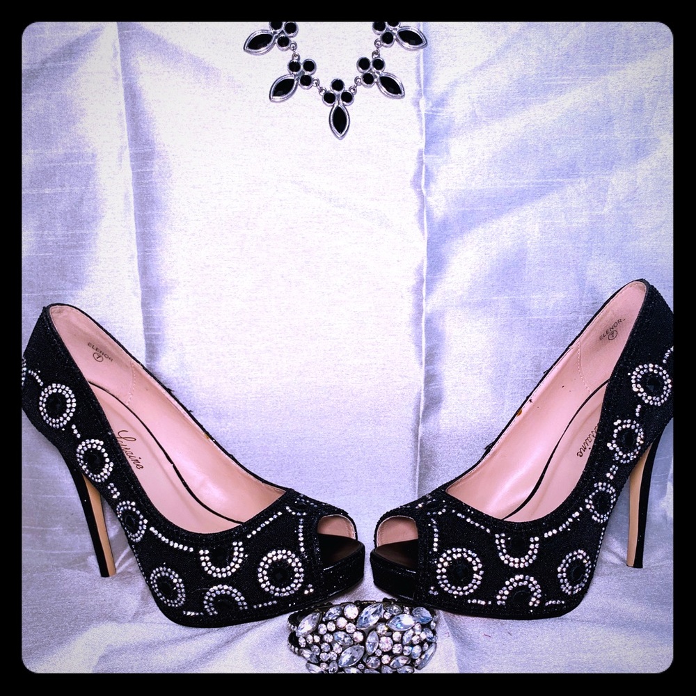 Lauren Lorraine Open Toe Black Jewel